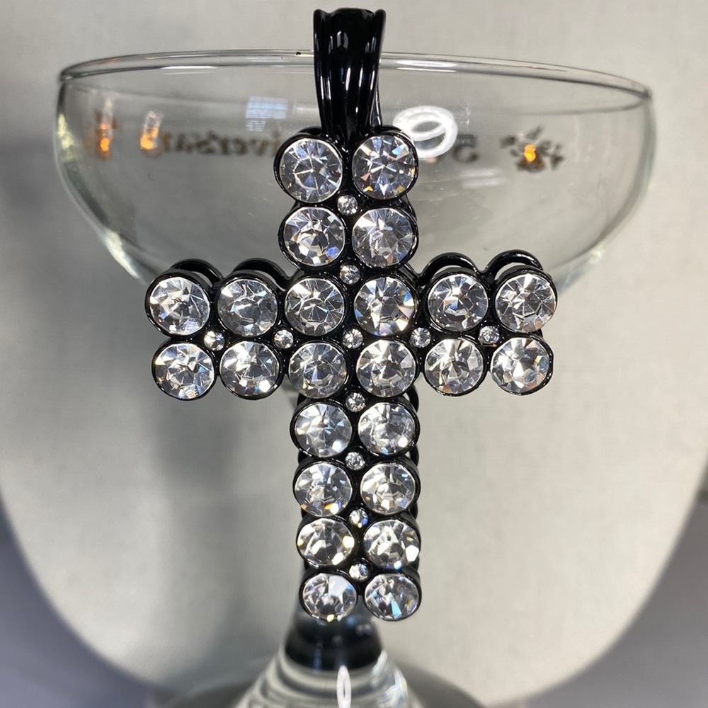 Large sparkly rhinestone cross pendant